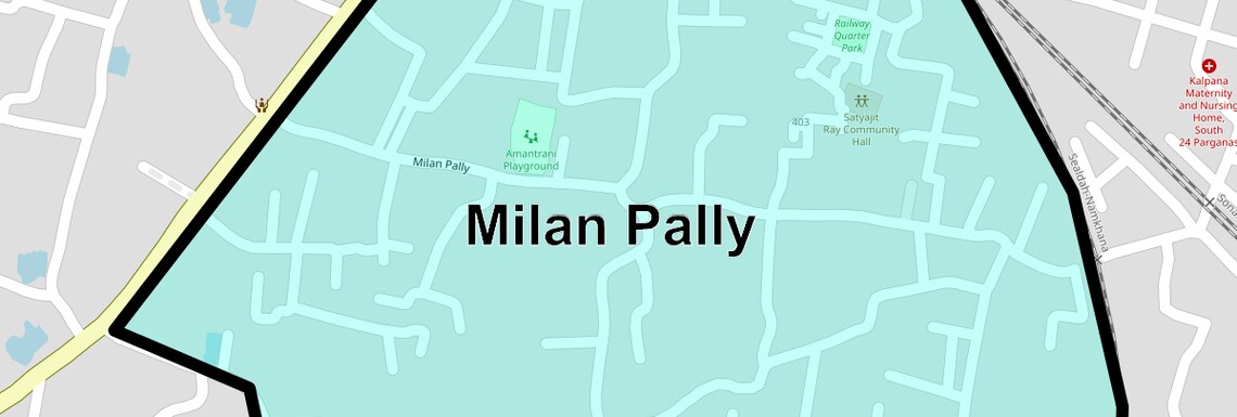 Location Map of Milan Pally, Kolkata
