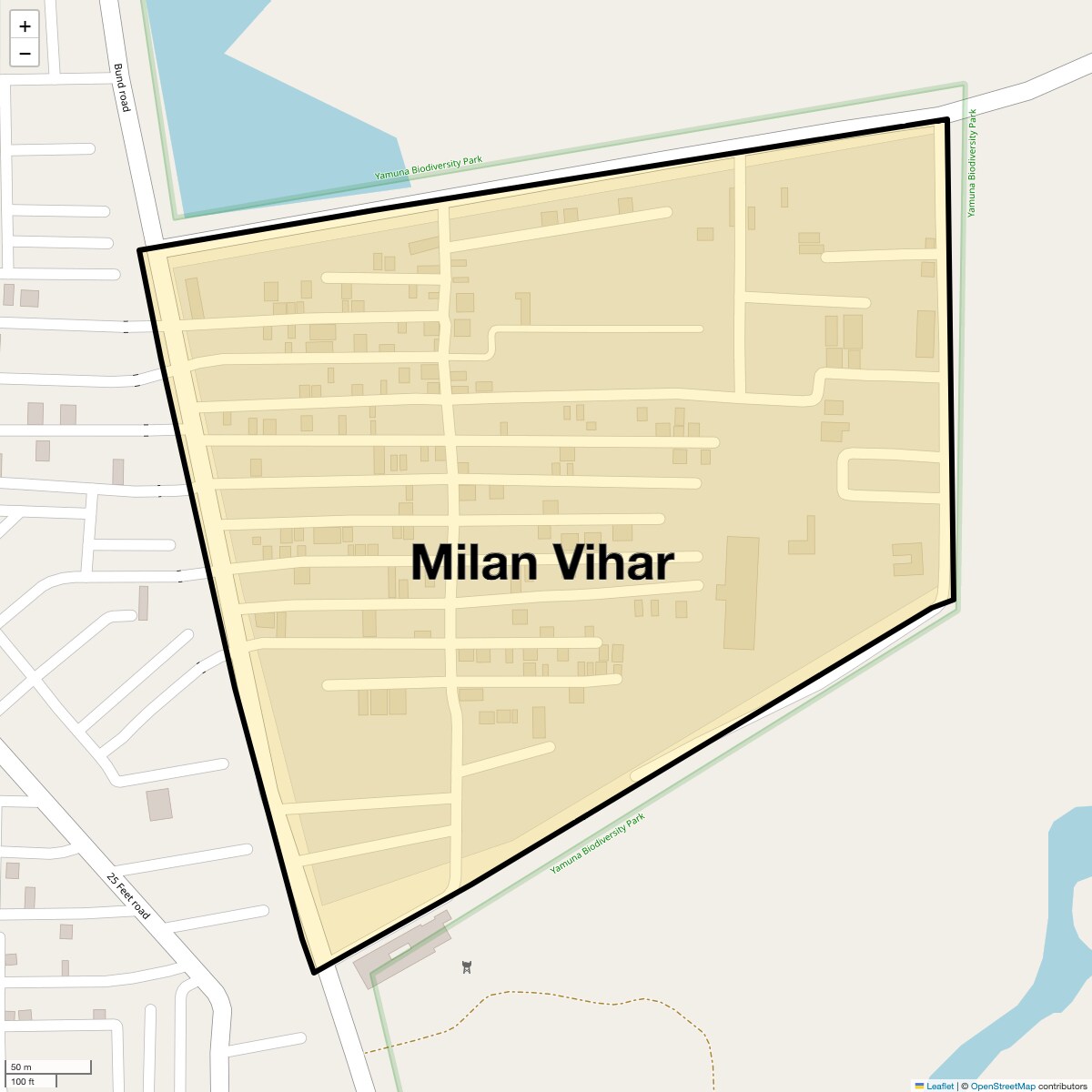 Location Map of Milan Vihar, Delhi