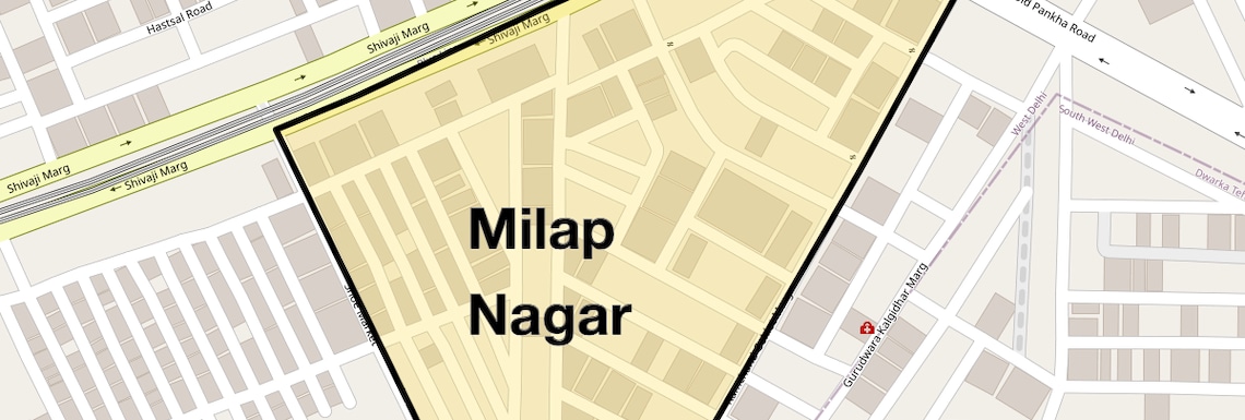 Location Map of Milap Nagar, Delhi