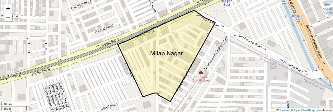 Location Map of Milap Nagar, Delhi
