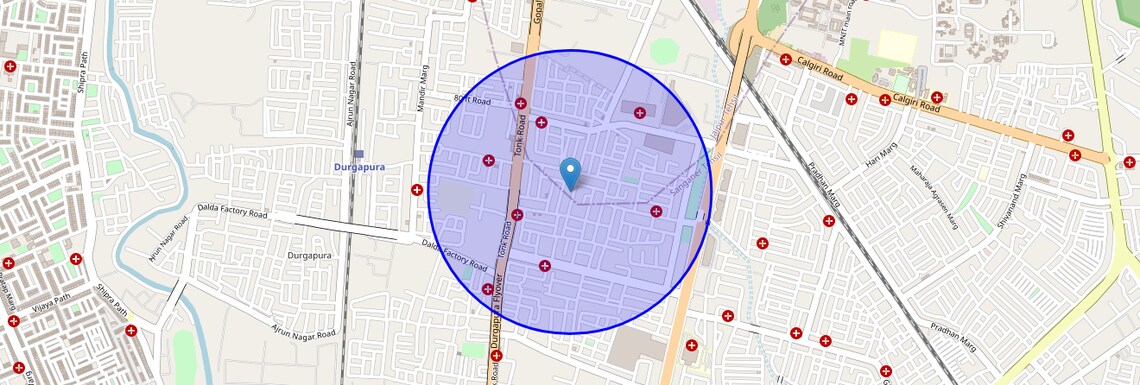 Location Map of Milap Nagar, Jaipur