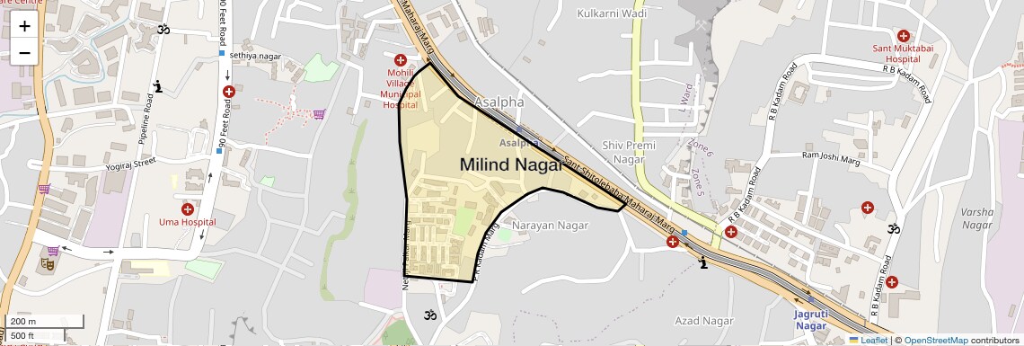 Location Map of Milind Nagar, Mumbai