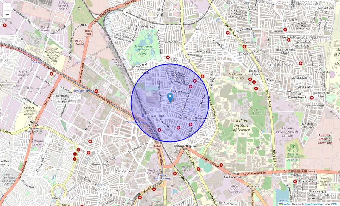 Location Map of Milk Colony, Bangalore