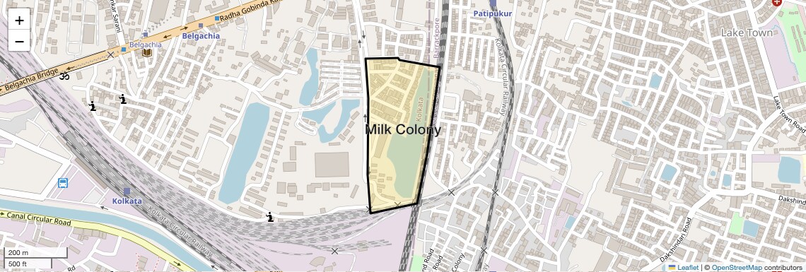 Location Map of Milk Colony, Kolkata