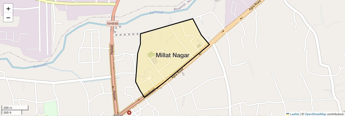 Location Map of Millat Nagar, Thane
