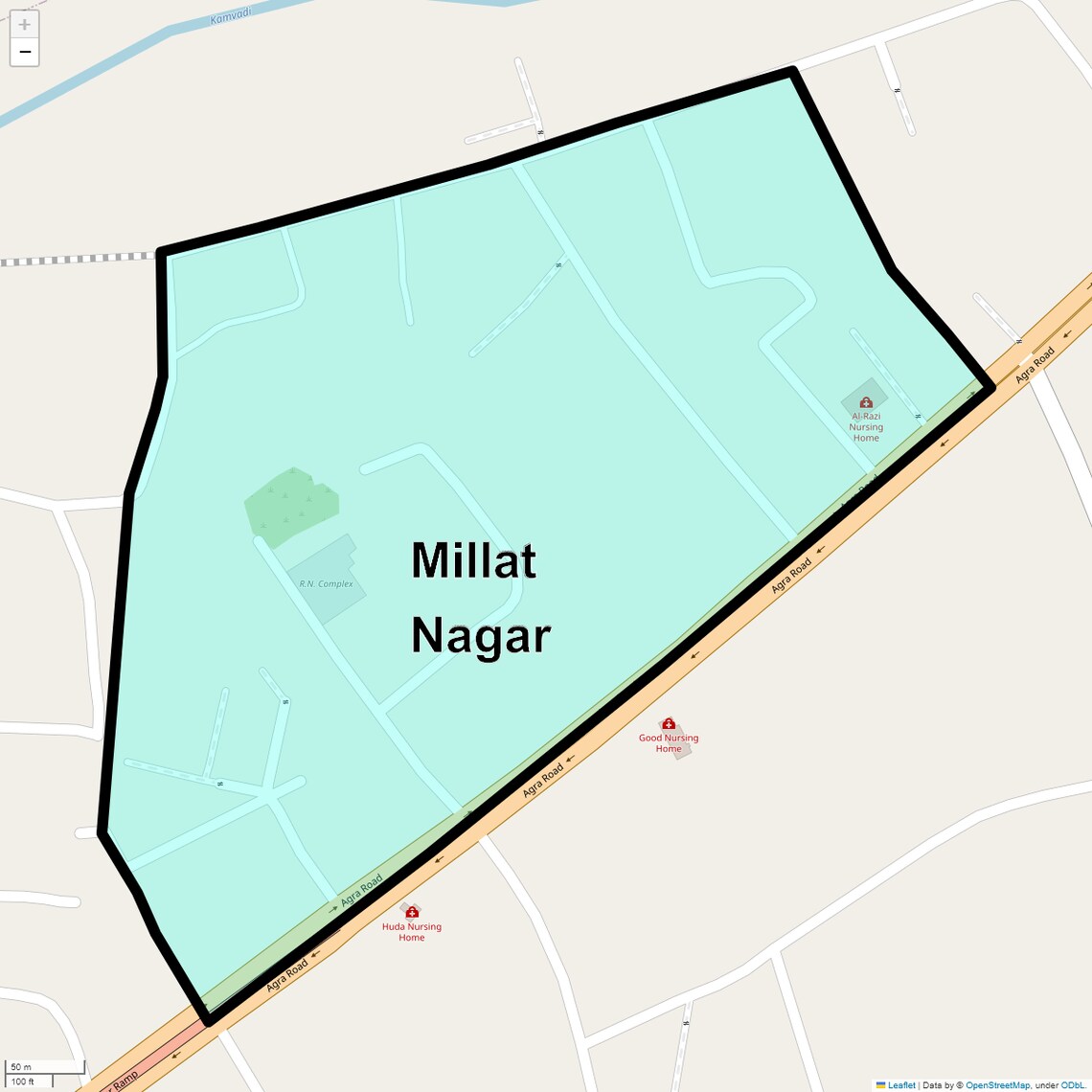 Location Map of Millat Nagar, Thane