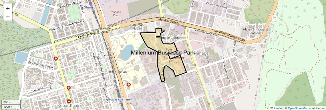 Location Map of Millenium Business Park, Navi Mumbai
