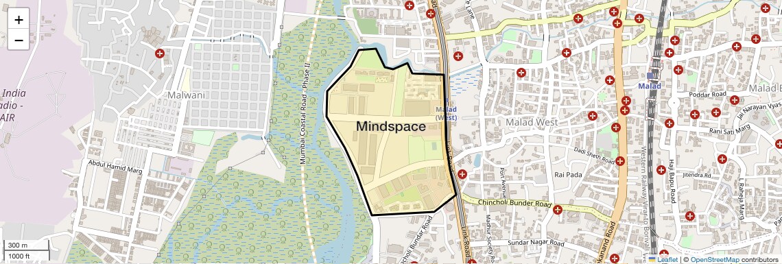 Location Map of Mindspace, Mumbai