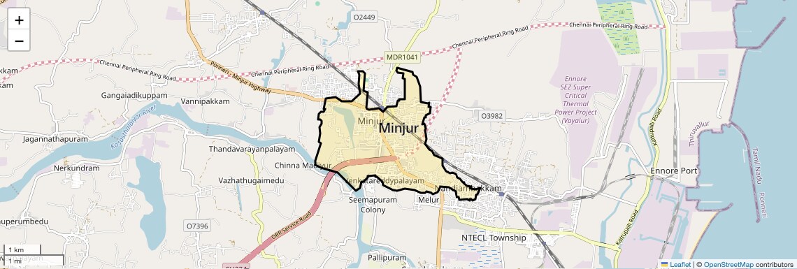 Location Map of Minjur, Chennai