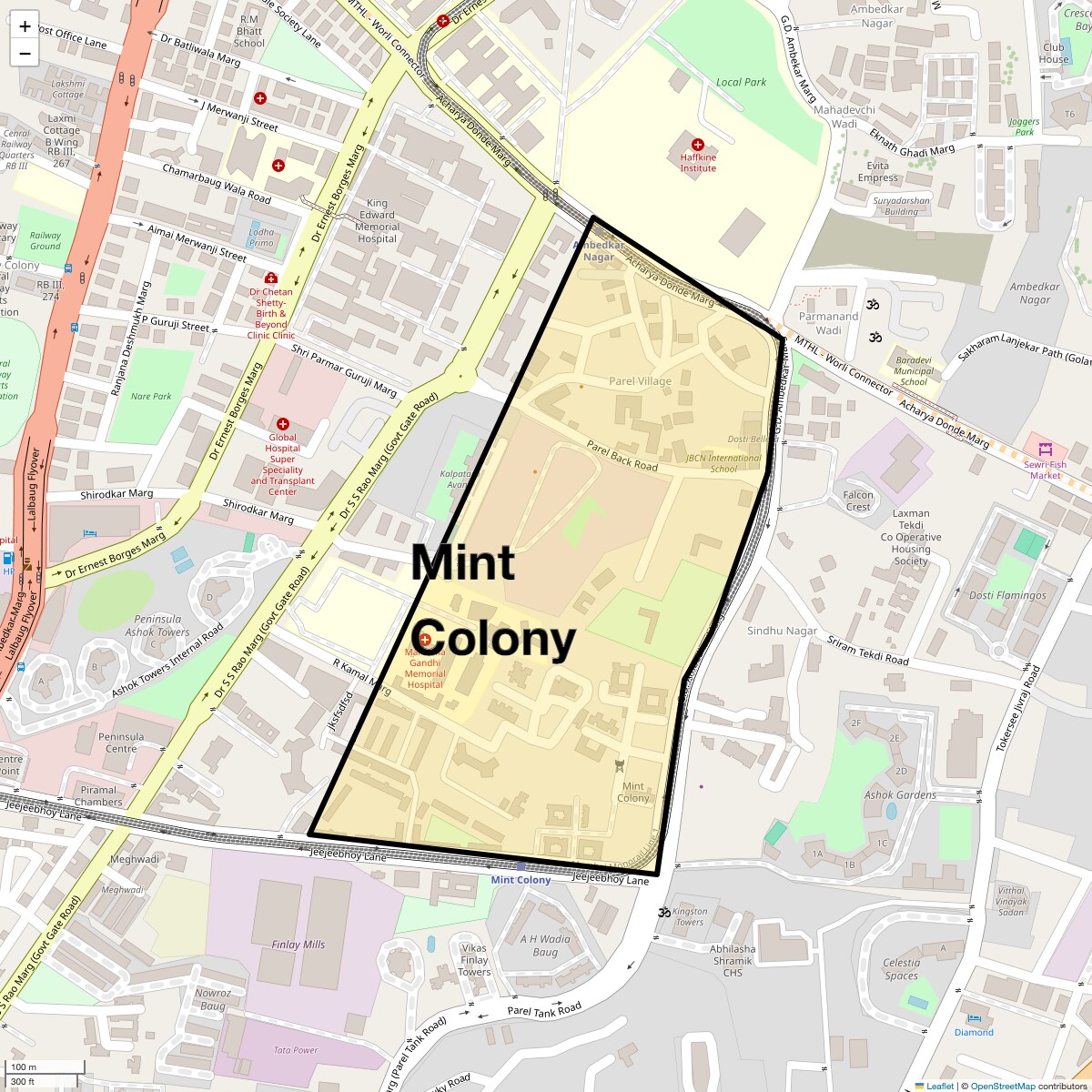 Location Map of Mint Colony, Mumbai