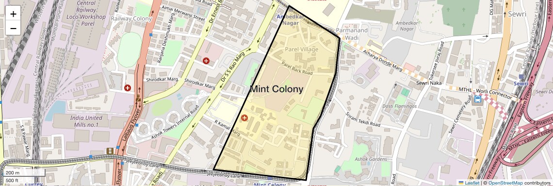 Location Map of Mint Colony, Mumbai