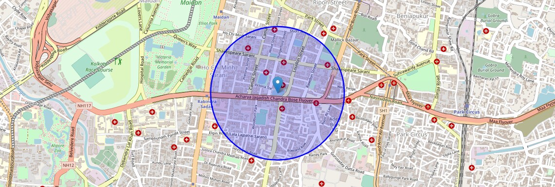 Location Map of Minto Park, Kolkata