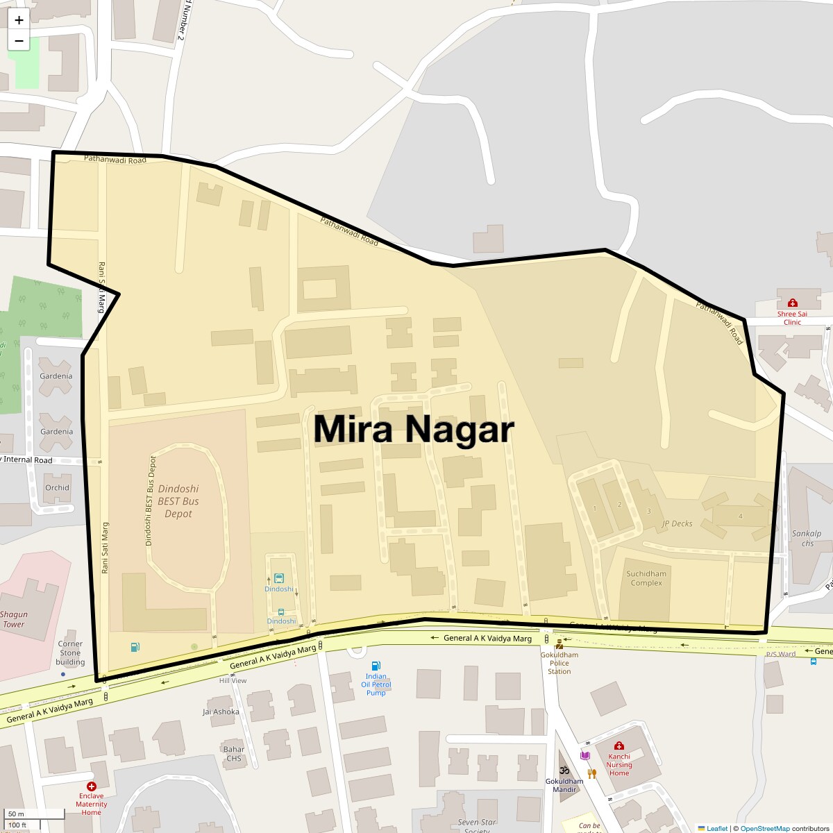 Location Map of Mira Nagar, Mumbai