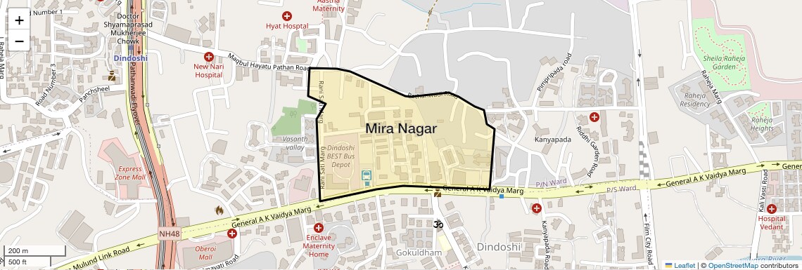 Location Map of Mira Nagar, Mumbai