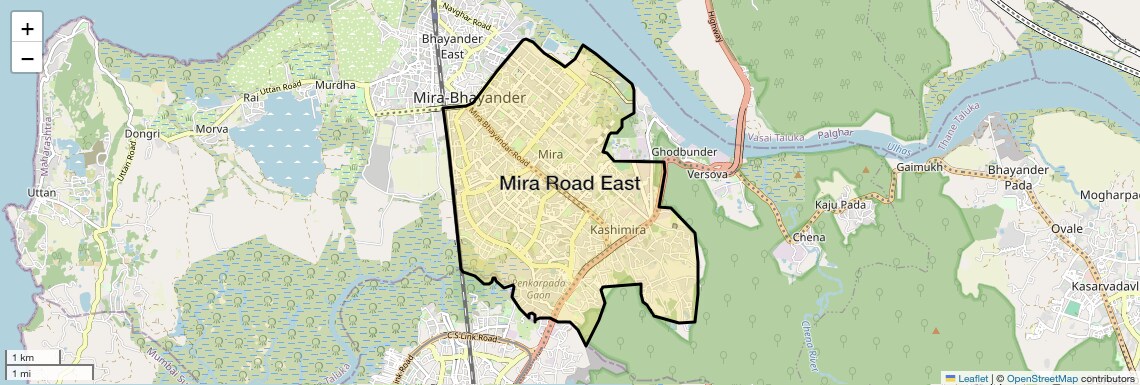 Location Map of Mira Road East, Thane