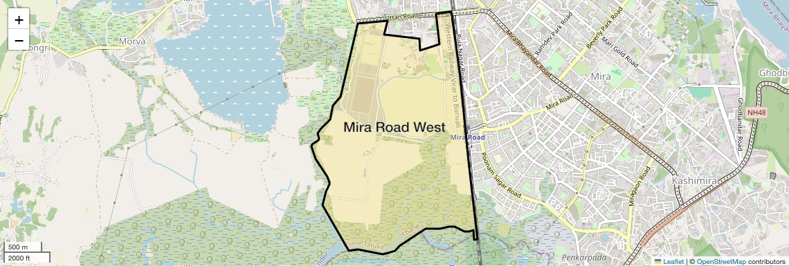 Location Map of Mira Road West, Thane