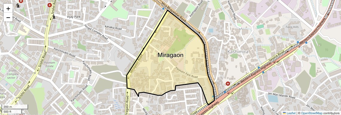 Location Map of Miragaon, Thane