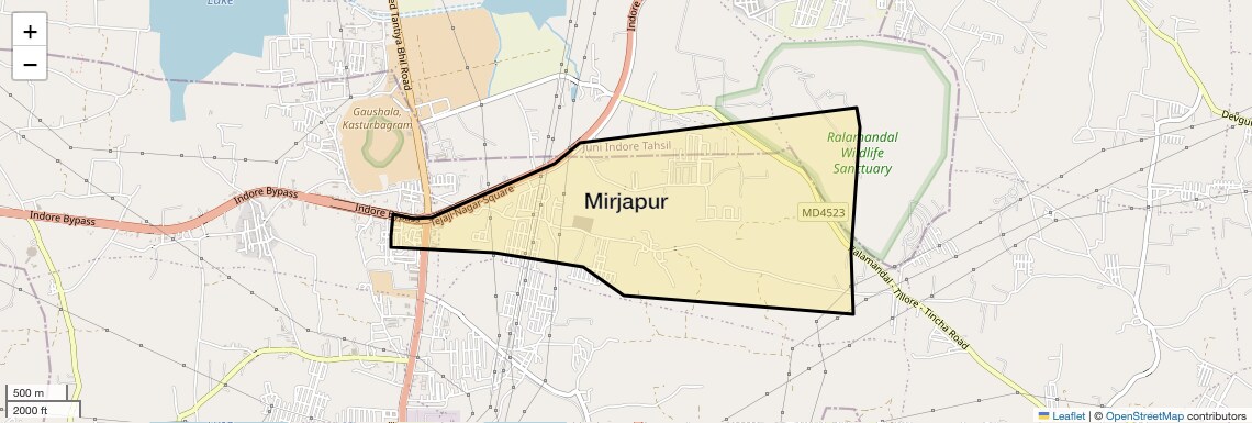 Location Map of Mirjapur, Indore
