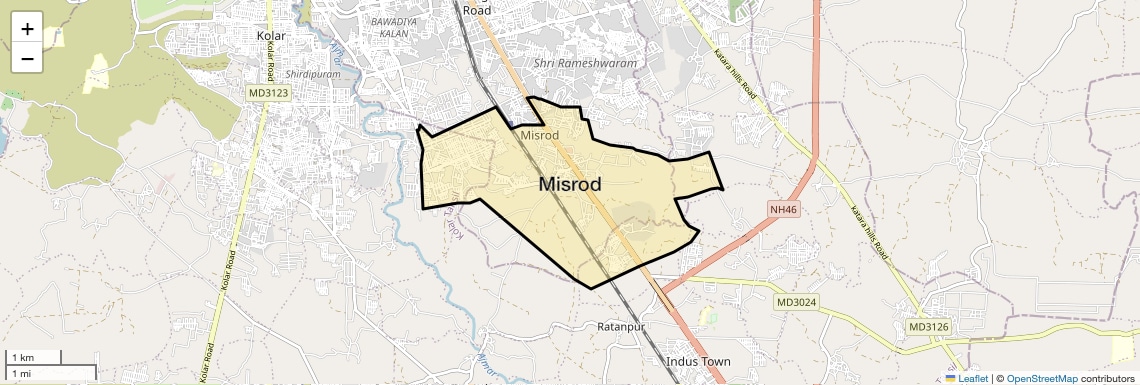 Location Map of Misrod, Bhopal