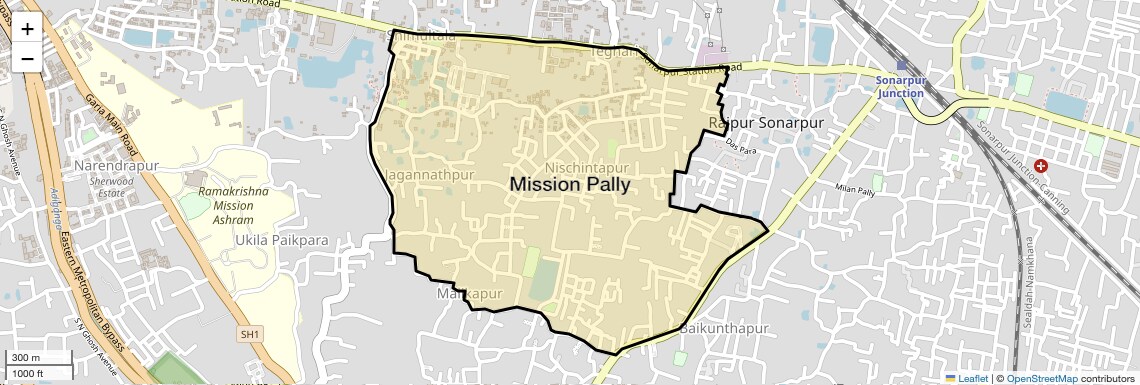Location Map of Mission Pally, Kolkata