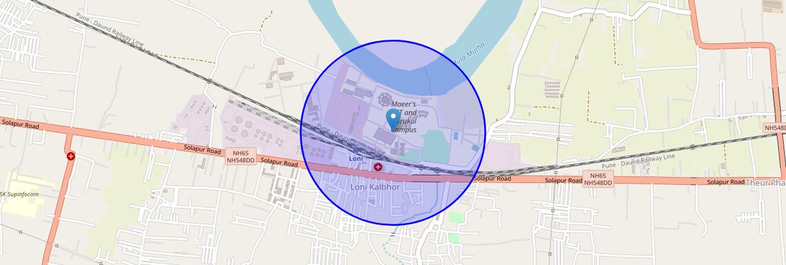Location Map of MIT Collage Road, Pune