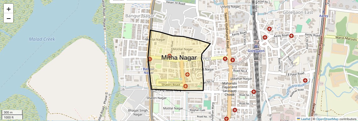Location Map of Mitha Nagar, Mumbai