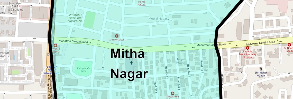 Location Map of Mitha Nagar, Mumbai