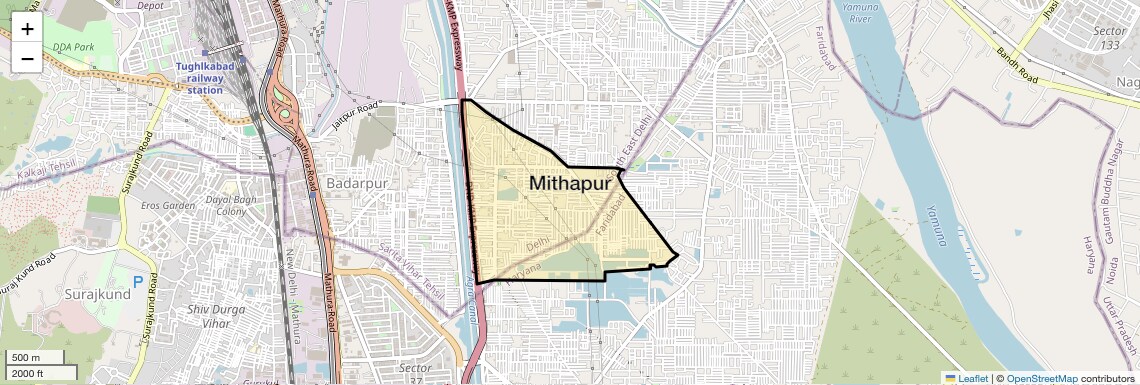 Location Map of Mithapur, Delhi