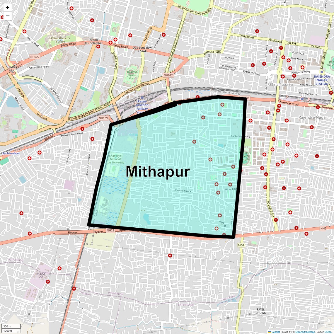Location Map of Mithapur, Patna