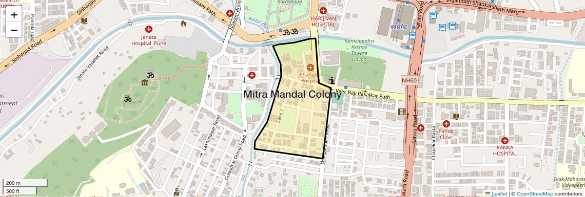 Location Map of Mitra Mandal Colony, Pune