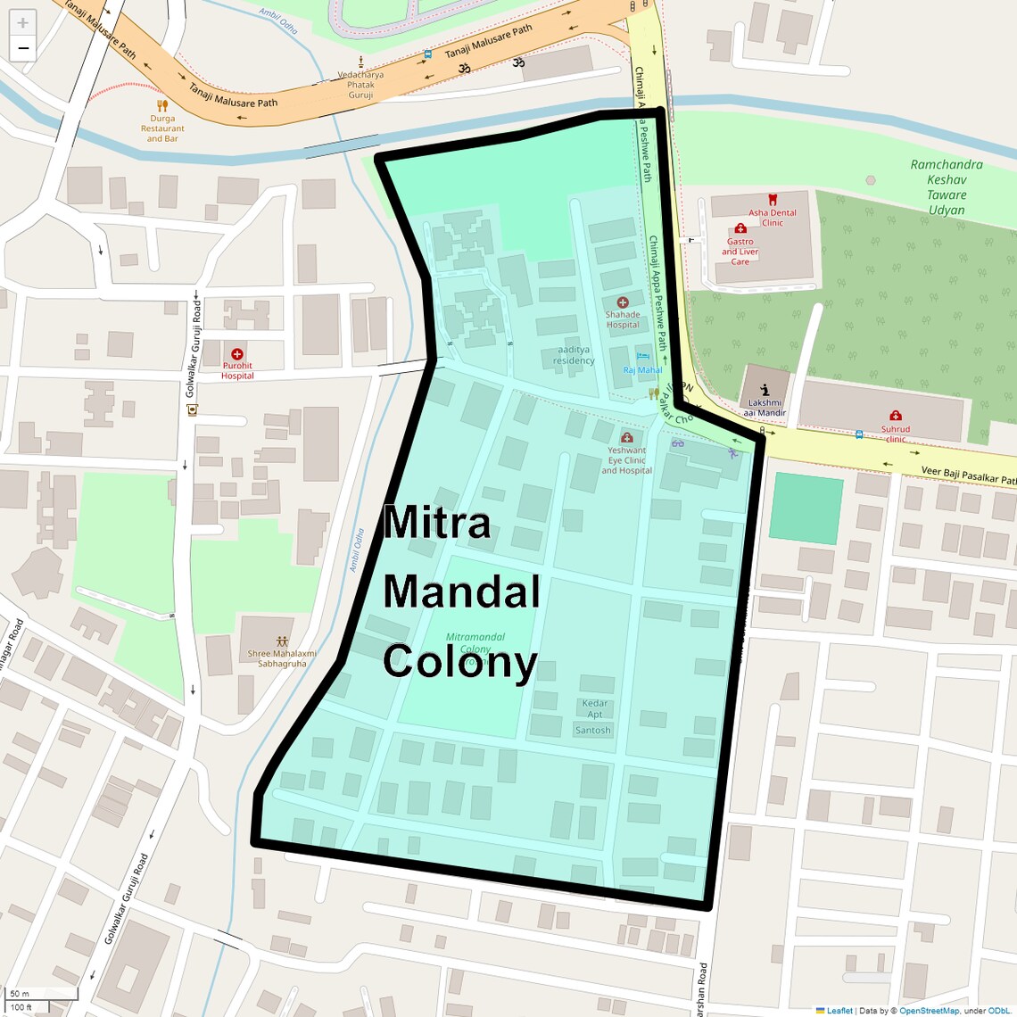 Location Map of Mitra Mandal Colony, Pune