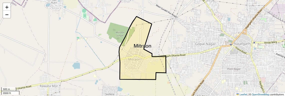 Location Map of Mitraon, Delhi