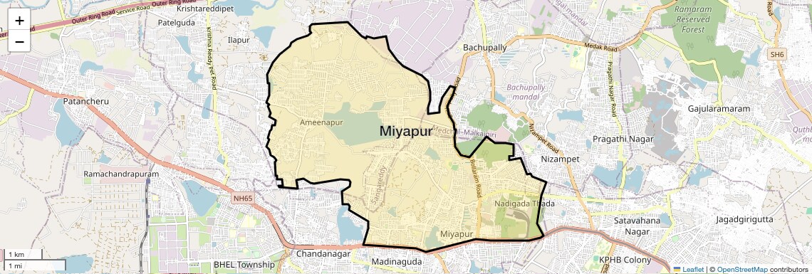 Location Map of Miyapur, Hyderabad