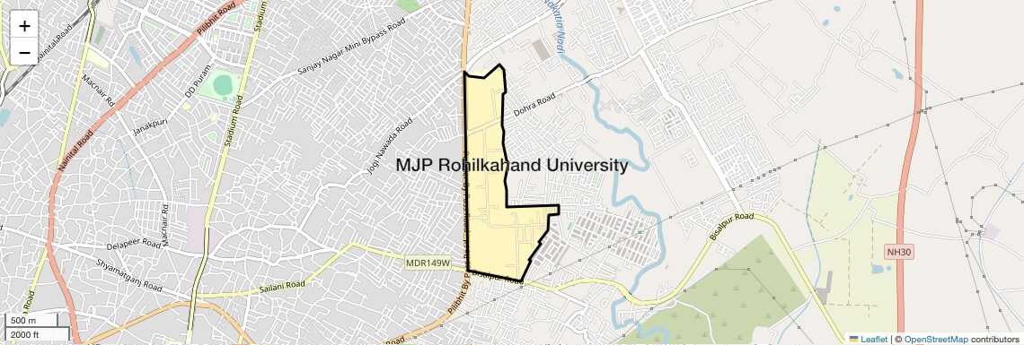 Location Map of MJP Rohilkahand University, Bareilly