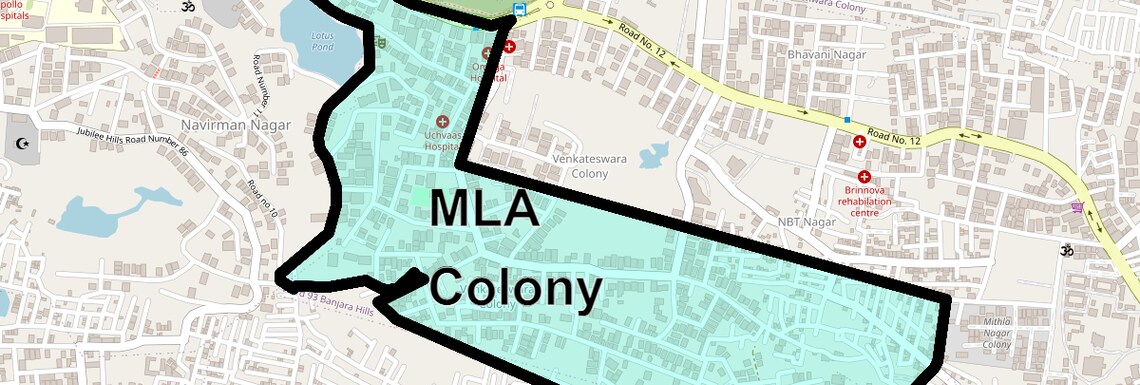 Location Map of Mla Colony, Hyderabad