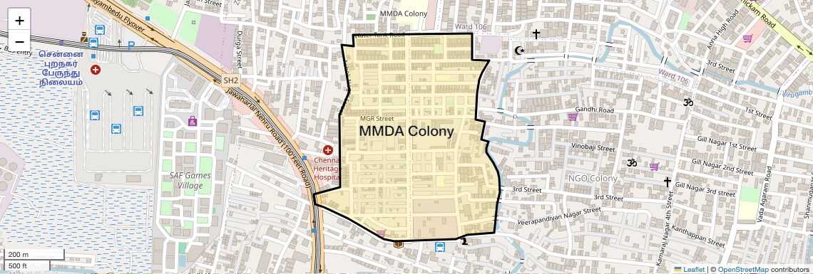 Location Map of MMDA Colony, Chennai