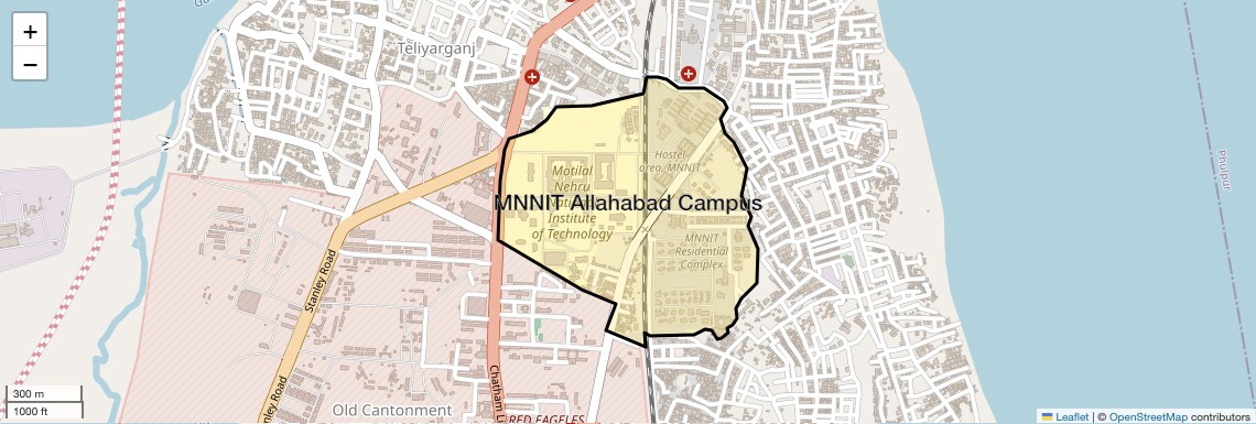 Location Map of MNNIT Allahabad Campus, Allahabad