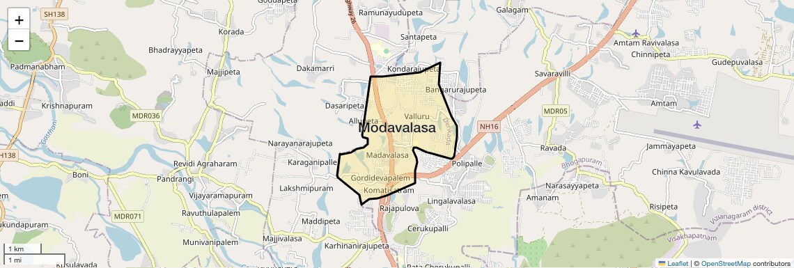 Location Map of Modavalasa, Vizag