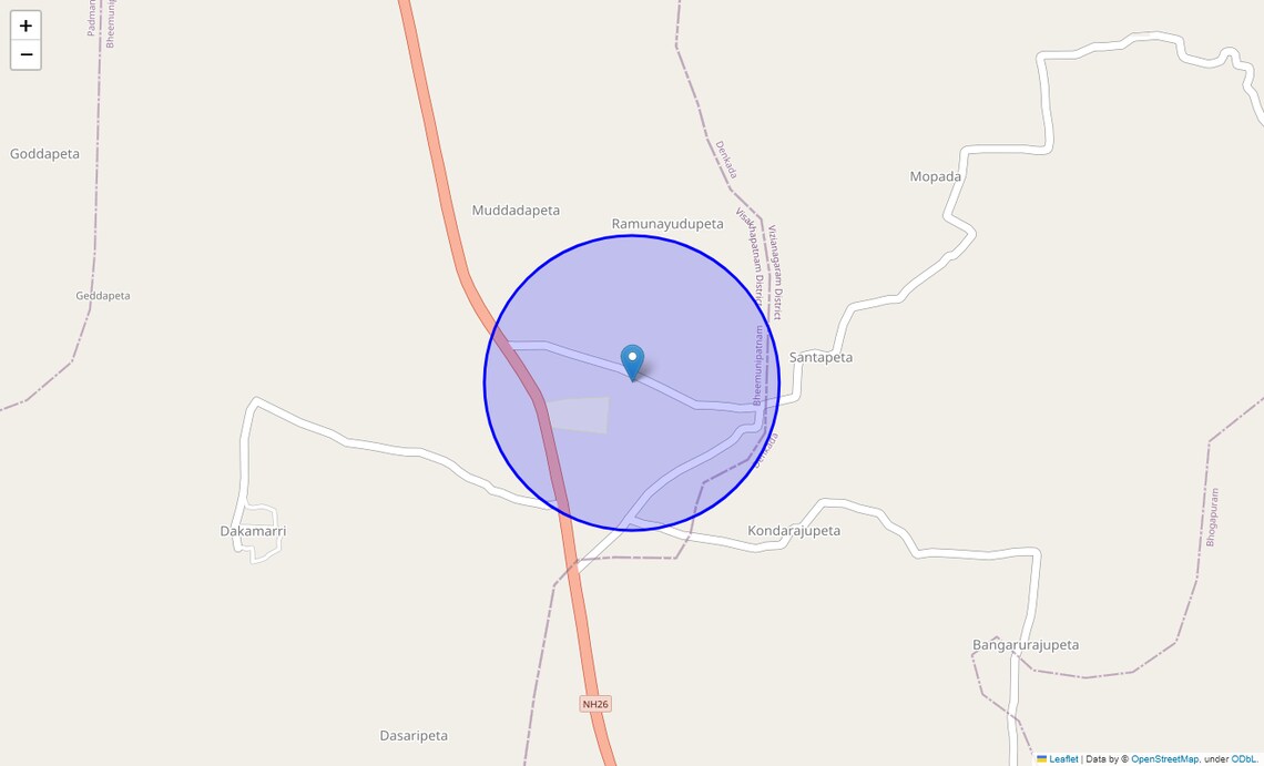 Location Map of Modavalasa, Vizag