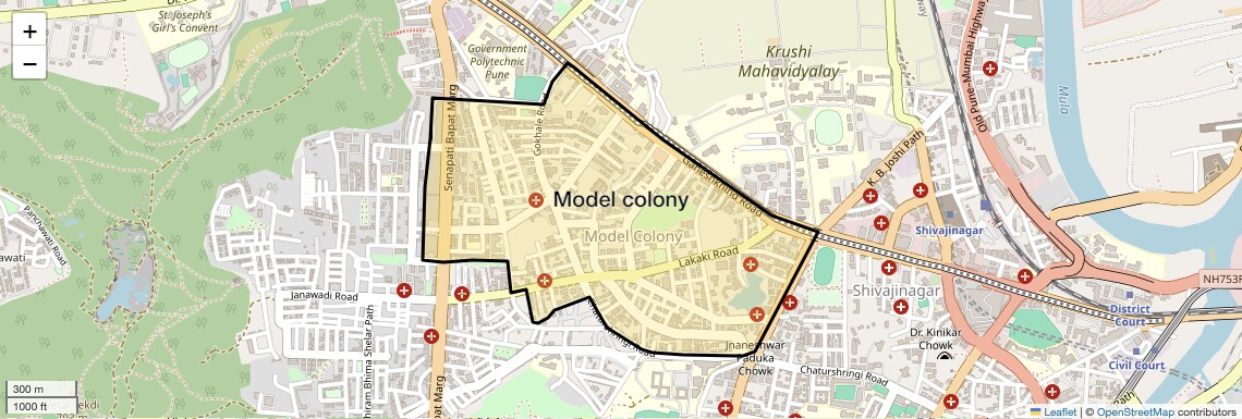 Location Map of Model colony, Pune
