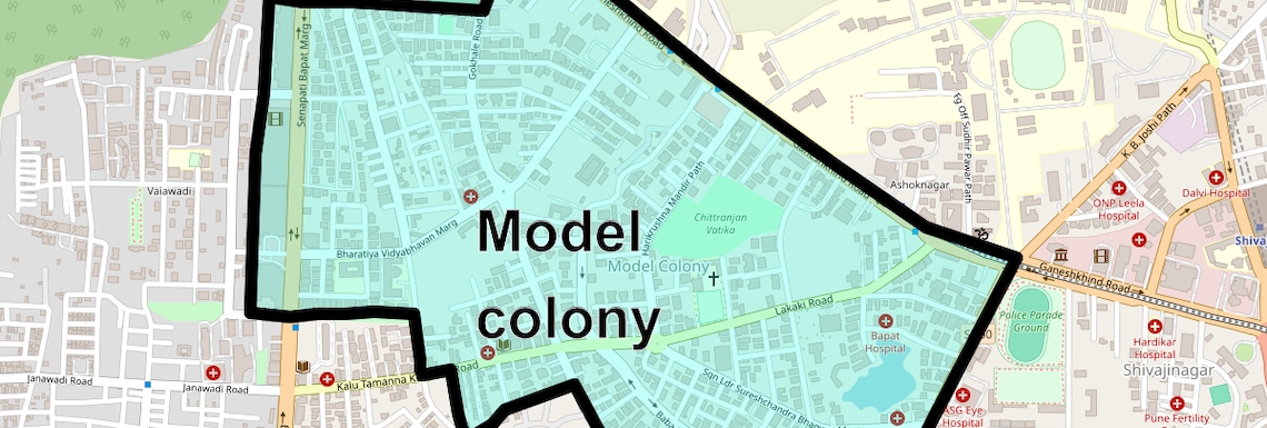Location Map of Model colony, Pune