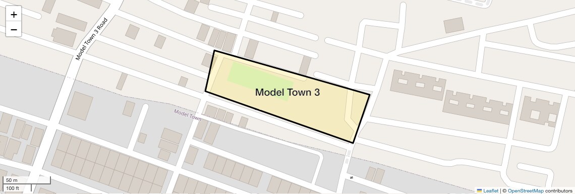 Location Map of Model Town 3, Delhi