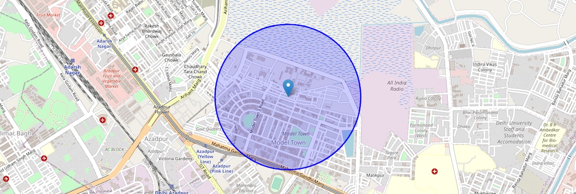 Location Map of Model Town 3, Delhi