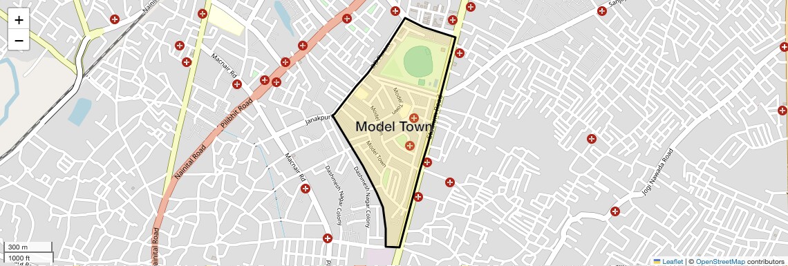 Location Map of Model Town, Bareilly