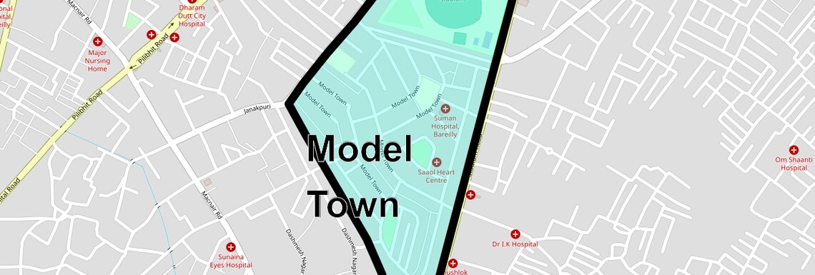 Location Map of Model Town, Bareilly