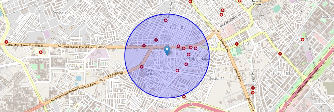 Location Map of Model Town, Gurgaon