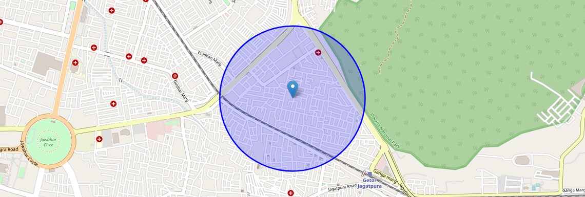 Location Map of Model Town, Jaipur