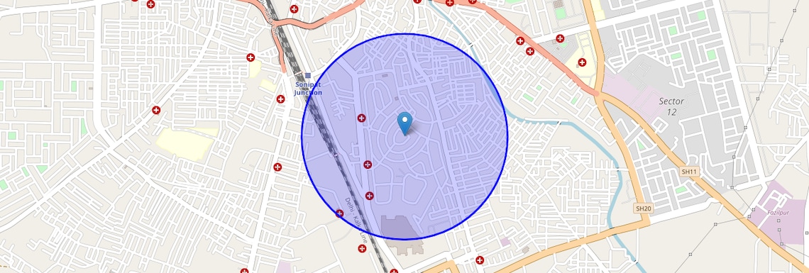 Location Map of Model Town, Sonipat