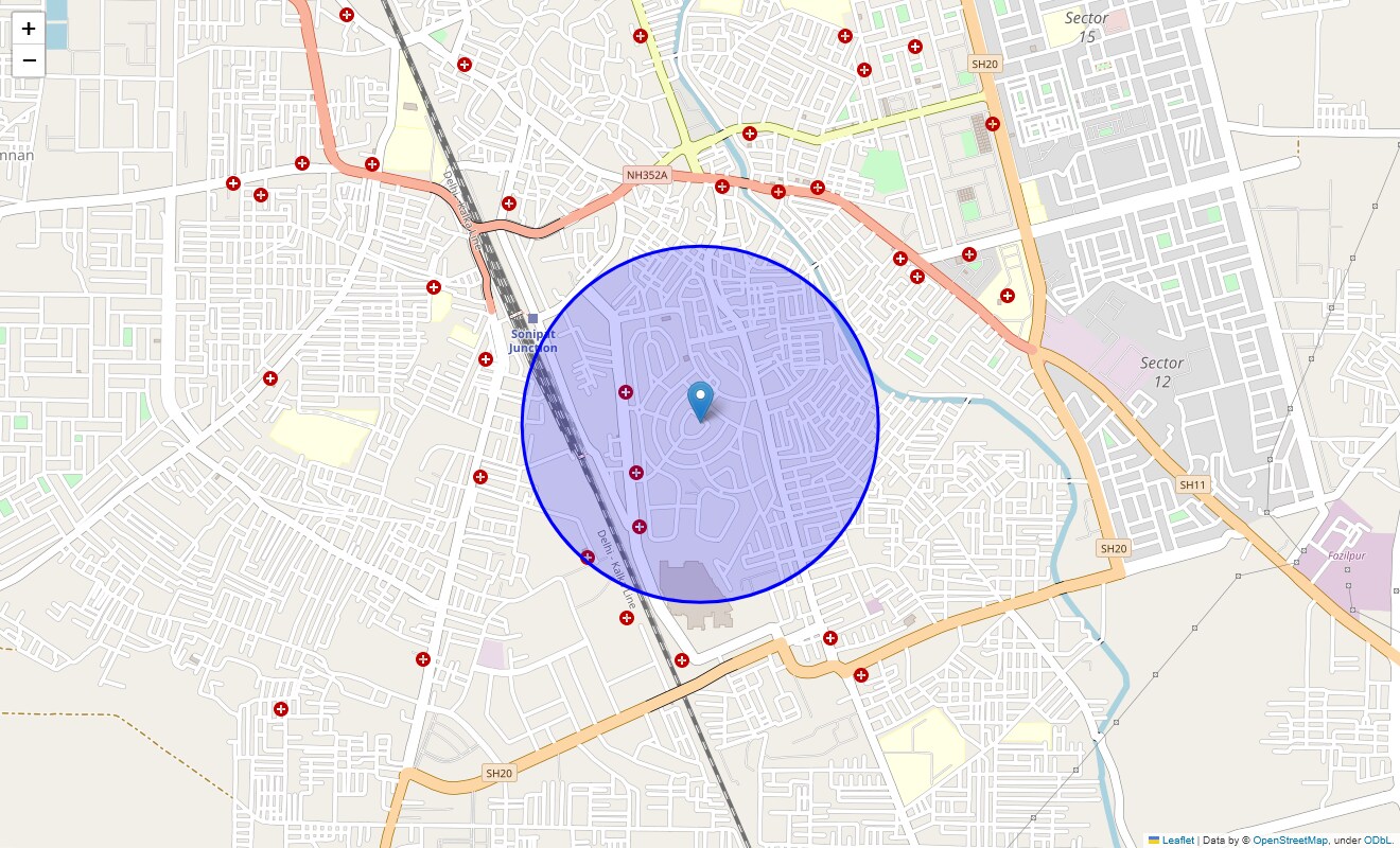 Location Map of Model Town, Sonipat
