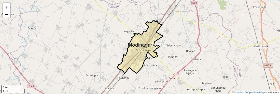 Location Map of Modinagar, Ghaziabad